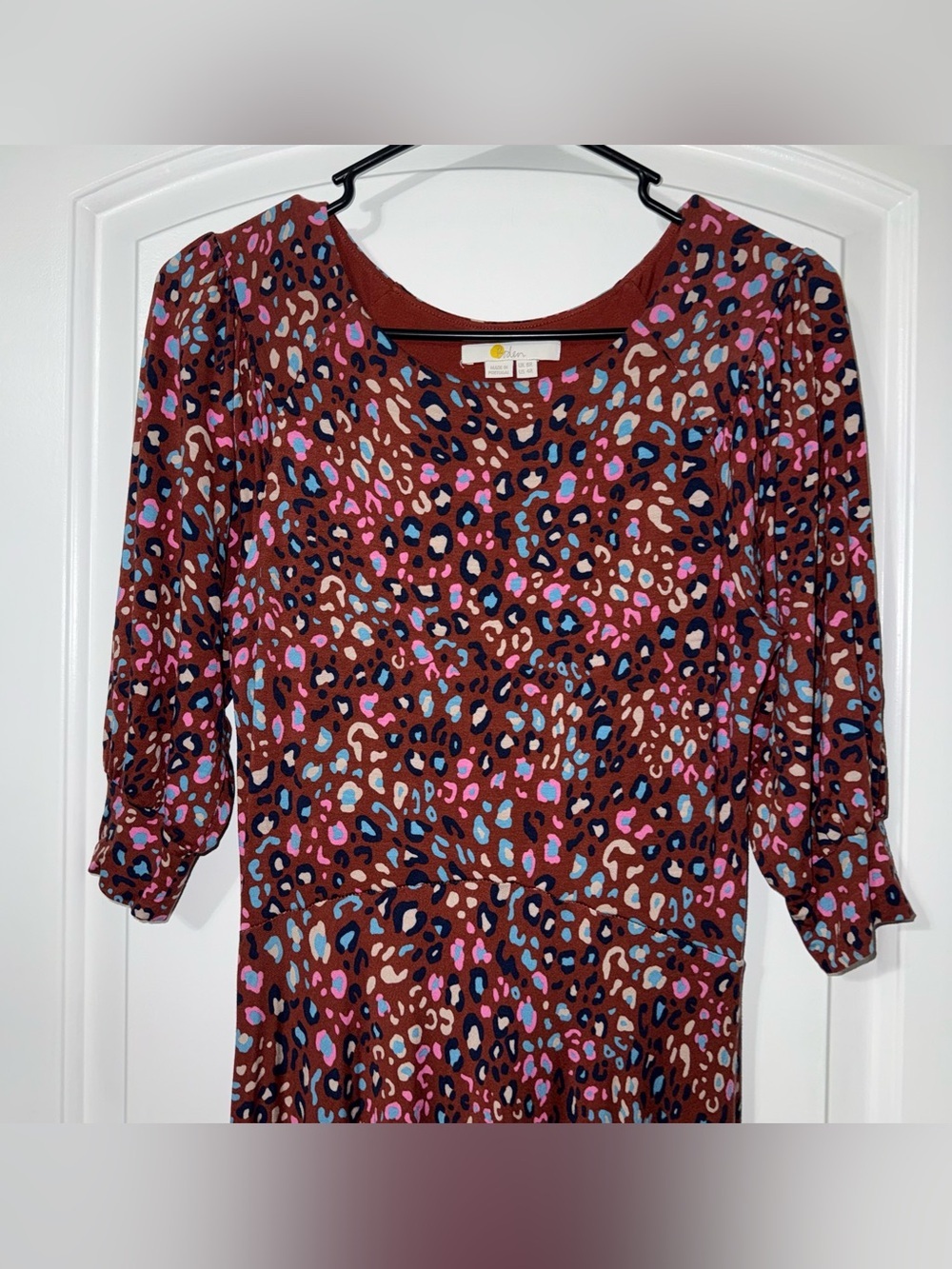 Boden Maxi Dress Women’s Size 4 Multicolor Cheetah Print Sleeves